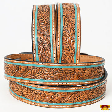 HILASON Western Genuine Leather Belt for Men Women Cowboy Cowgirl Handmade Unisex Full Grain Heavy Duty Floral Tooled Belt